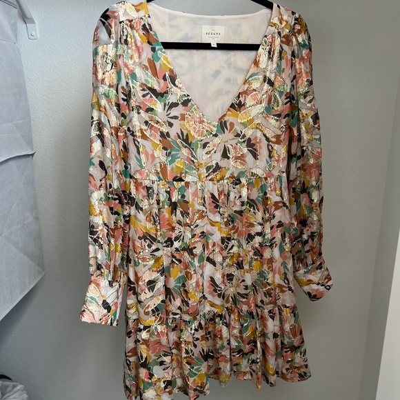 Sezane Aurena Dress Painted Lurex - Size 40 - Picture 1 of 7